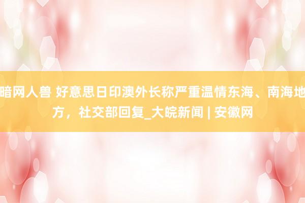 暗网人兽 好意思日印澳外长称严重温情东海、南海地方，社交部回复_大皖新闻 | 安徽网