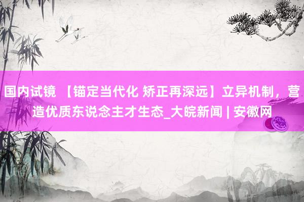 国内试镜 【锚定当代化 矫正再深远】立异机制，营造优质东说念主才生态_大皖新闻 | 安徽网